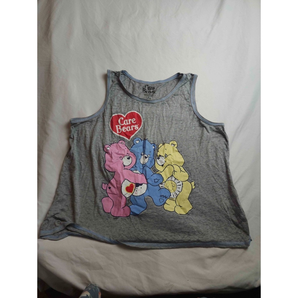 Care Bears Pajama Tank Top Womens XL 16-18 Gray Graphic  Sleepwear Lounge Y2K